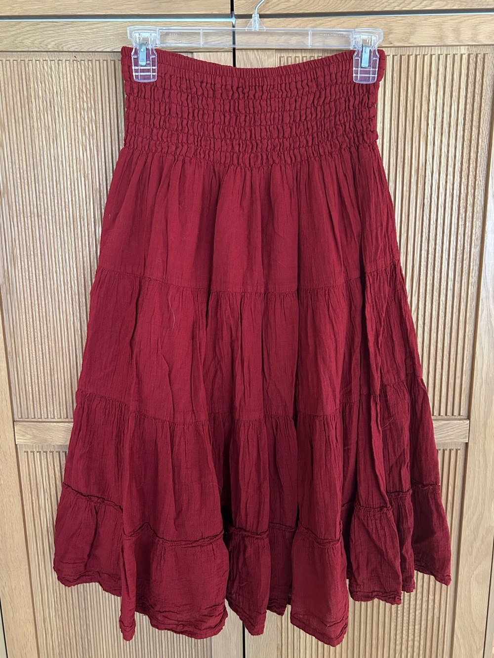 Cotton Flower Flutter Skirt, midi “red rose”